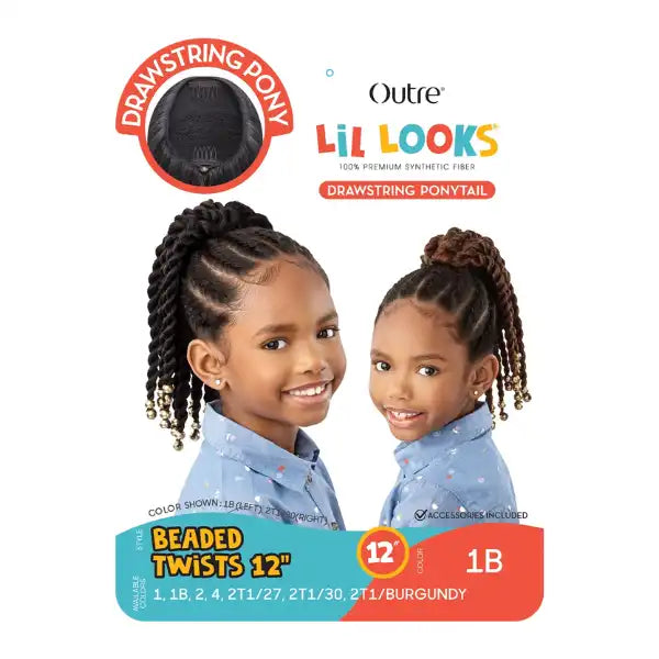 Postiche cheveux courts Pré-twisté avec perles pour enfant Beaded Twist 12 pouces Lil Looks Outré Hair