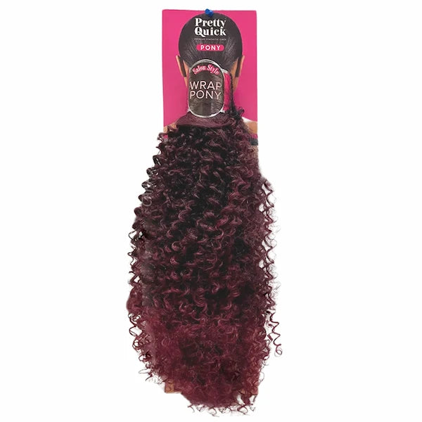 Postiche Pretty Quick Wrap Pony BOHEMIAN COILS 18 pouces Outré en couleur Bordeaux 2T1/BU