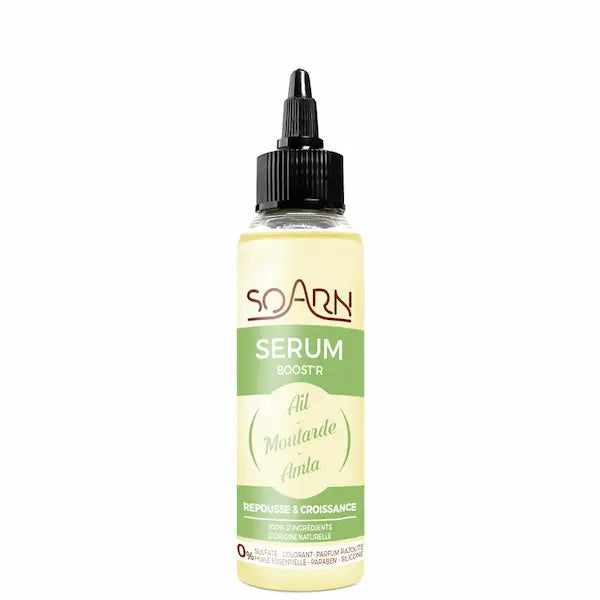 Sérum accélérateur de pousse et anti-chute pour les cheveux Boost'R Ail Moutarde et Amla - Soarn