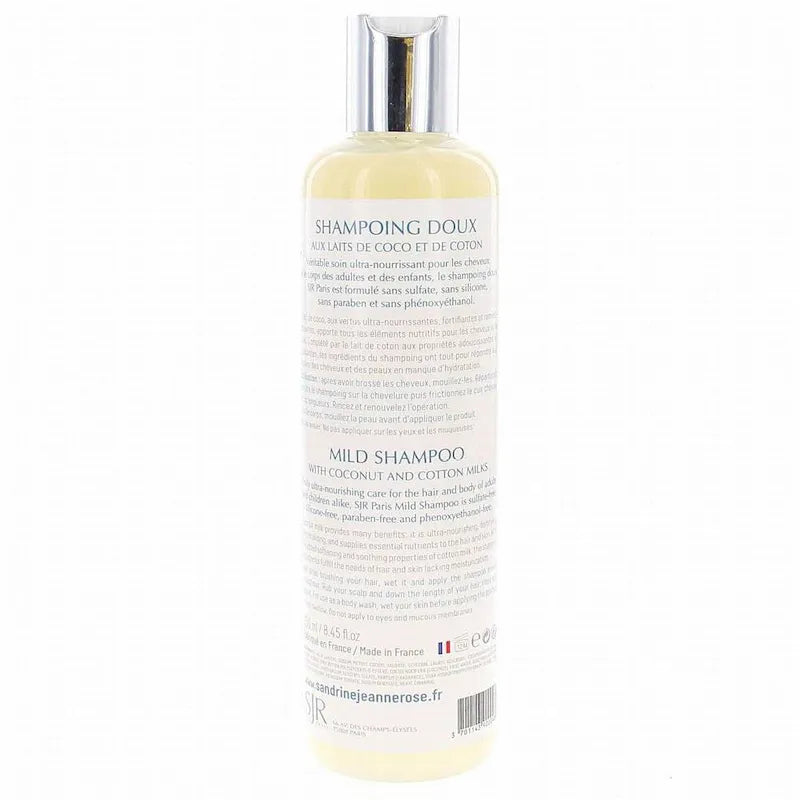 SJR Paris Shampoing Doux ultra-nourrissant au lait de Coco et Coton- Cheveux secs