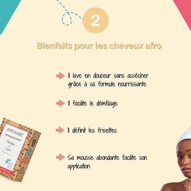 Le shampoing solide Mangue & Coco lave les cheveux en douceur grâce à ses agents lavants naturels à 94,5%