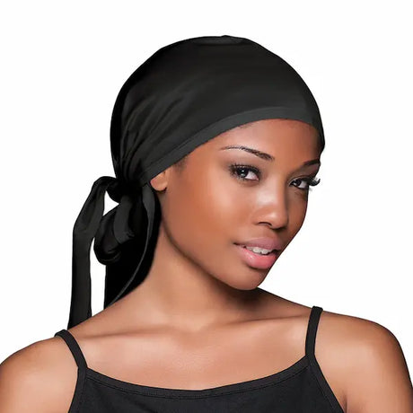 Wrap scarf Foulard Cheveux en Satin Noir - Evolve